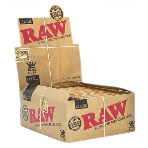 Raw Classic King Size Slim Natural Unrefined Rolling Papers - (Pack of 50) - Washington Vapes Wholesale